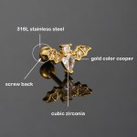 Helix Lobe Piercing Earring with Zircon Moon and Dangle Chain