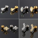Helix Lobe Piercing Earring with Zircon Moon and Dangle Chain