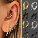Helix Lobe Piercing Earring with Zircon Moon and Dangle Chain