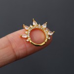 Helix Lobe Piercing Earring with Zircon Moon and Dangle Chain