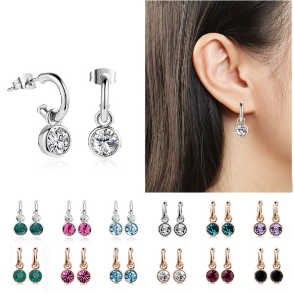 Classic Crystal Drop Earrings in Silver Tone