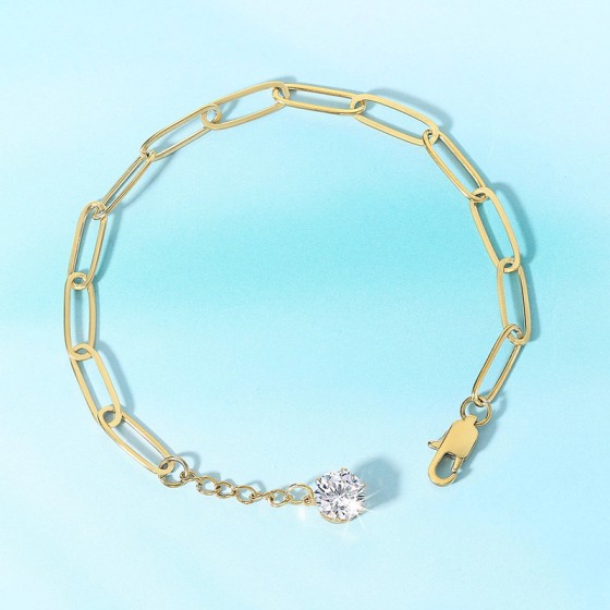 Simple Gold Stainless Steel Chain Bracelet for Women