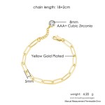 Simple Gold Stainless Steel Chain Bracelet for Women