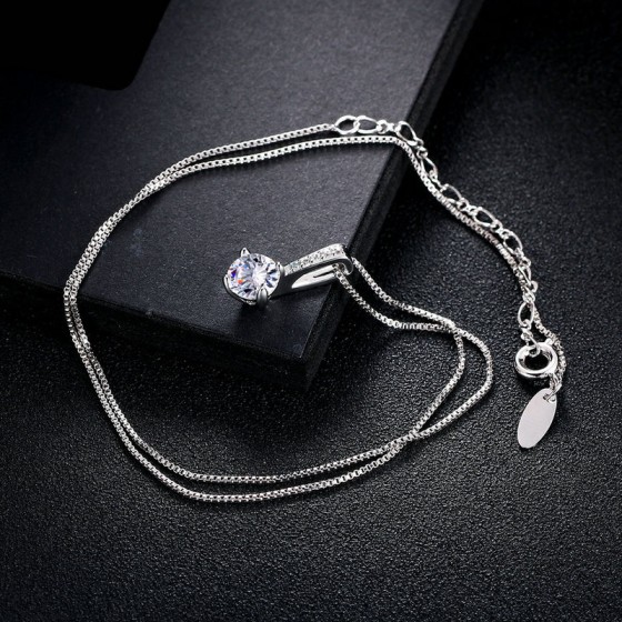 Classic Zircon Silver Pendant Choker Necklace with Austria Crystal