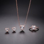 Crystal Heart Jewelry Set with Necklace and Earrings for Women
