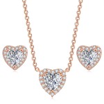 Crystal Heart Jewelry Set with Necklace and Earrings for Women