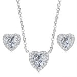 Crystal Heart Jewelry Set with Necklace and Earrings for Women