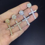Big Cross Drop Earrings with Zircon for Women and Men
