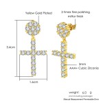 Big Cross Drop Earrings with Zircon for Women and Men