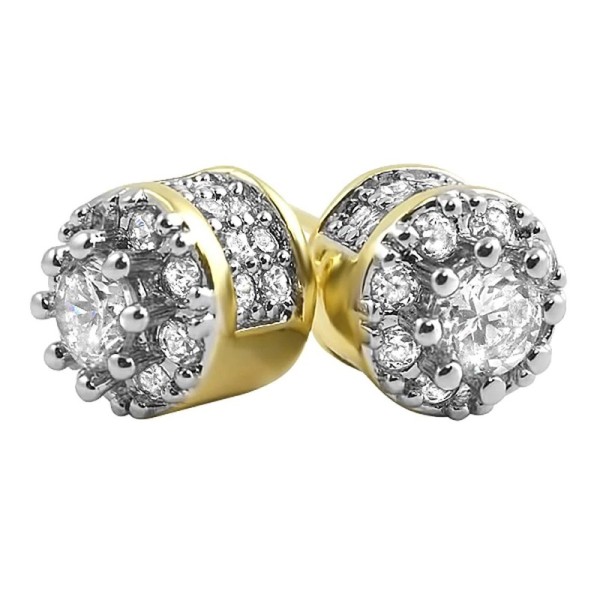 Iced Out Cubic Zirconia Gold Screw Stud Earrings for Women Hip Hop Punk Style