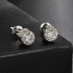 Iced Out Cubic Zirconia Gold Screw Stud Earrings for Women Hip Hop Punk Style