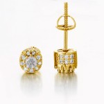 Iced Out Cubic Zirconia Gold Screw Stud Earrings for Women Hip Hop Punk Style