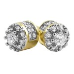Iced Out Cubic Zirconia Gold Screw Stud Earrings for Women Hip Hop Punk Style