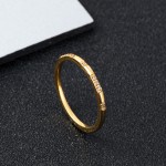 Stainless Steel Dainty Thin Rings for Women with Zircon Stones, Gold Color