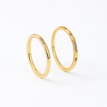 Stainless Steel Dainty Thin Rings for Women with Zircon Stones, Gold Color