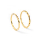 Stainless Steel Dainty Thin Rings for Women with Zircon Stones, Gold Color