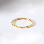 Stainless Steel Dainty Thin Rings for Women with Zircon Stones, Gold Color