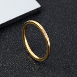 Stainless Steel Dainty Thin Rings for Women with Zircon Stones, Gold Color