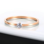 Simple Thin Stainless Steel Ring with 4 Zirconia Stones for Women