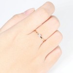 Simple Thin Stainless Steel Ring with 4 Zirconia Stones for Women