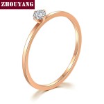 Simple Thin Stainless Steel Ring with 4 Zirconia Stones for Women