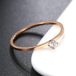 Simple Thin Stainless Steel Ring with 4 Zirconia Stones for Women