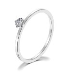 Simple Thin Stainless Steel Ring with 4 Zirconia Stones for Women