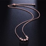 Rose Gold CZ Crystal Pendant Necklace for Women