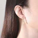 Long Leaf Zircon Drop Earrings for Women - Elegant Bridal Wedding Jewelry