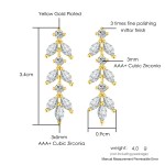 Long Leaf Zircon Drop Earrings for Women - Elegant Bridal Wedding Jewelry