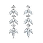 Long Leaf Zircon Drop Earrings for Women - Elegant Bridal Wedding Jewelry