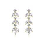 Zircon Leaf Bride Hanging Earrings Gold Color Wedding Jewelry