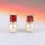 Elegant Cubic Zirconia and Imitation Pearl Stud Earrings for Women