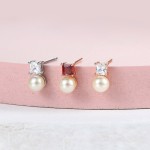 Elegant Cubic Zirconia and Imitation Pearl Stud Earrings for Women