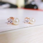 Elegant Cubic Zirconia and Imitation Pearl Stud Earrings for Women