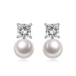 Elegant Cubic Zirconia and Imitation Pearl Stud Earrings for Women