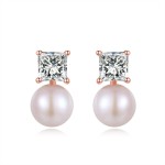 Elegant Cubic Zirconia and Imitation Pearl Stud Earrings for Women