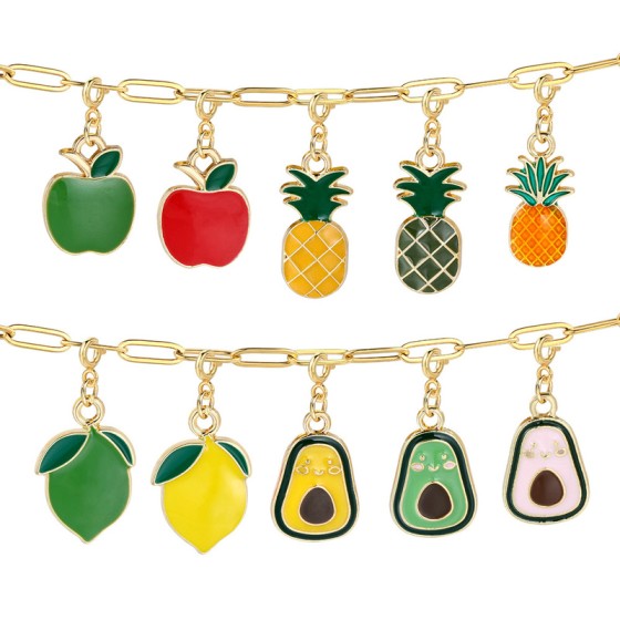 Fruit Pendant Charms for DIY Jewelry Making - Pineapple, Lemon, Avocado, Apple Shapes