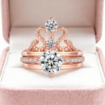 Vintage Cubic Zirconia Crown Ring Set for Women