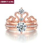 Vintage Cubic Zirconia Crown Ring Set for Women