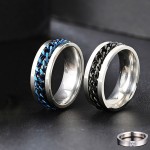 Men's Titanium Steel Anxiety Spinner Ring, Cuban Chain Punk Fidget Band