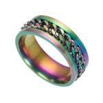 Men's Titanium Steel Anxiety Spinner Ring, Cuban Chain Punk Fidget Band