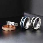 Men's Titanium Steel Anxiety Spinner Ring, Cuban Chain Punk Fidget Band