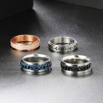 Men's Titanium Steel Anxiety Spinner Ring, Cuban Chain Punk Fidget Band