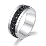 Men's Titanium Steel Anxiety Spinner Ring, Cuban Chain Punk Fidget Band