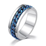 Men's Titanium Steel Anxiety Spinner Ring, Cuban Chain Punk Fidget Band