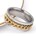 Men's Titanium Steel Anxiety Spinner Ring, Cuban Chain Punk Fidget Band