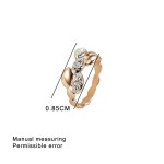 Leaf Shape Crystal Ring for Women Rose Gold Elegant Party Jewelry