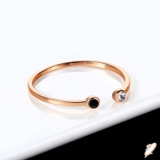 Mini Crystal Rose Gold Color Ring for Women, Simple Lovely Party Jewelry