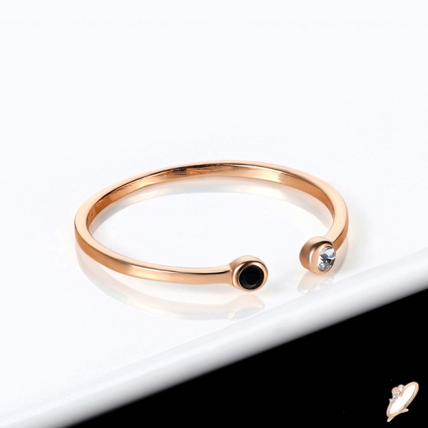 Mini Crystal Rose Gold Color Ring for Women, Simple Lovely Party Jewelry